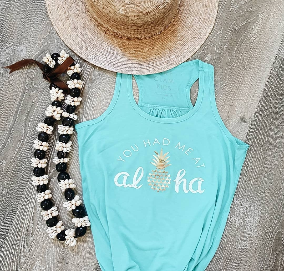You Had Me At Aloha Flowy Youth Tank