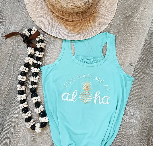 You Had Me At Aloha Flowy Youth Tank